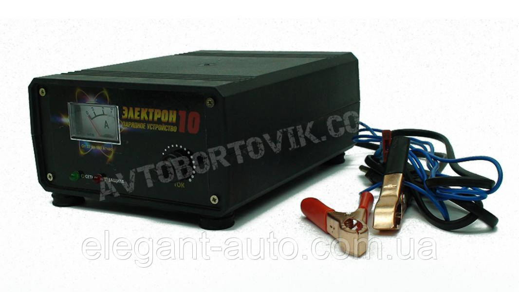 Зарядний пристрій10А - 12V - стрілка - регул.сили струму - пластик "Електрон-10"