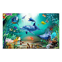 Набор алмазной вышивки Семья дельфинов море риф рыба на подрамнике полная выкладка мозаика 5d 30х40 см