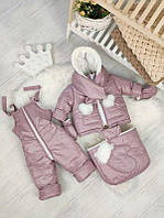 Зимний детский комбинезон-трансформер 3в1 для новорожденного на овчине курточка конверт для ног полукомбинезон