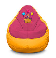 Кресло мешок груша iPuff "Мишка подарок" Оксфорд XXL (90х125 см) Желтый