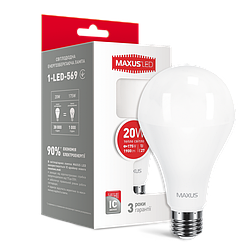 LED лампа MAXUS A80 20W 3000K 220V E27 (1-LED-569) (NEW)