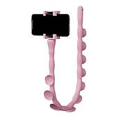 Гнучкий тримач для телефону з універсальними присосками Cute Worm Lazy Holder. Колір: рожевий KR-71