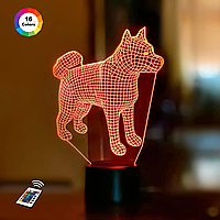 3D светильник ночник с пультом "Акита" 3DTOYSLAMP