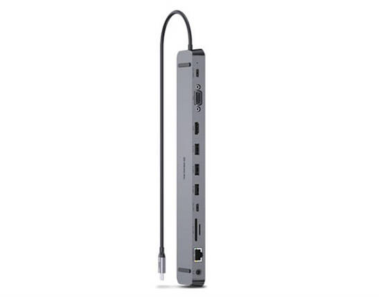 USB HUB REAL-EL 11в1 CQ-1000 3USB 2Type-C Type-C-HDMI-RJ45-VGA-SD-TF-3.5мм-USB 0.4m Space Grey, фото 3