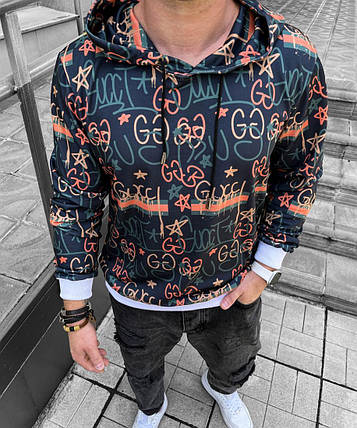 Худі чоловіче весна літо осінь принт трикотаж, фото 1