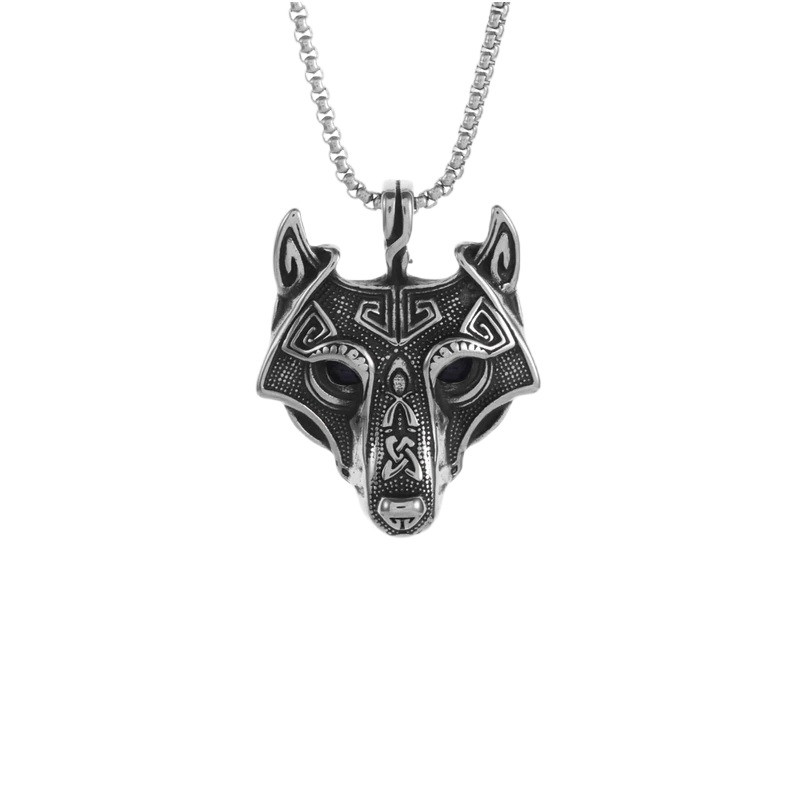 Підвіска "Вовк" Type W2 Black з ланцюжком 55 см. срібляста, фото 1