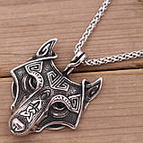Підвіска "Вовк" Type W2 Black з ланцюжком 55 см. срібляста, фото 3