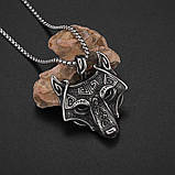 Підвіска "Вовк" Type W2 Black з ланцюжком 55 см. срібляста, фото 5