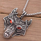 Підвіска "Вовк" Type W2 Red з ланцюжком 55 см. срібляста, фото 3