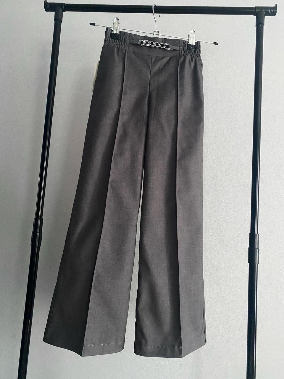 Дитячі брюки палаццо для дівчинки підлітка сірі штани палацо шкільні підліткові в школу