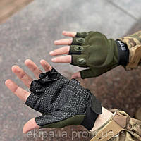 Тактические перчатки олива S.11, универсальные перчатки с открытыми пальцами