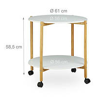 Приставной столик на колесиках с 2 уровнями