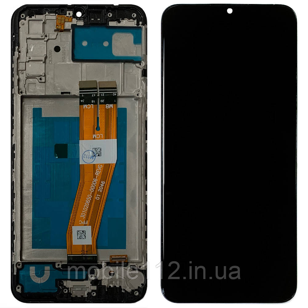 Екран (дисплей) Samsung Galaxy A02s A025F, M02S M025F 160 x 72 мм + тачскрін з рамкою жовтий шлейф