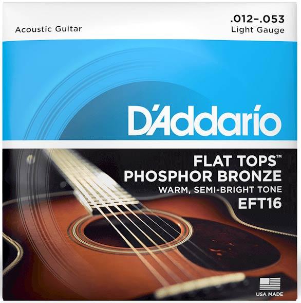 Струни для акустичної гітари D'Addario EFT16 FLAT TOPS PHOSPHOR BRONZE LIGHT (12-53), фото 1
