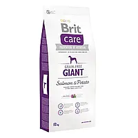 Сухой корм для взрослых собак гигантских пород весом от 45 кг Brit Care GF Giant Salmon & Potato 12 кг, лосось