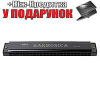 Губная гармошка Harmonica металлическая  Черный