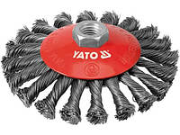 Щетка на болгарку конусная с витой стальной проволокой 125 мм YATO YT-4764