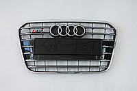 Решетка радиатора Audi A6 2011-2014год Черная с хромом (в стиле S-Line)