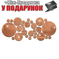 3D Наклейка на стіну дзеркальна 30 шт Коричневий