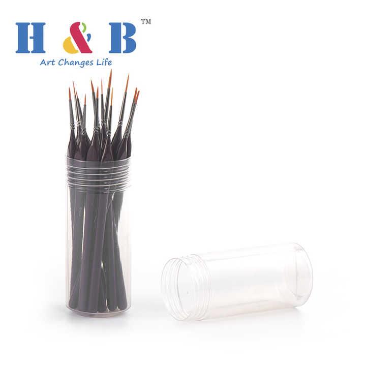 Набор профессиональных миниатюрных нейлоновых кисточек H&B с деревянной ручкой 12 шт. (0000, 000,00,0,1) - фото 3 - id-p1906496965