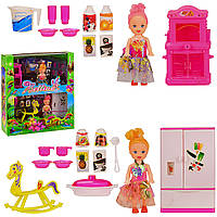 Кукла маленькая 66789 (36шт/2) 2 куклы в наборе,мебель д/кухни,посудка,конь-качалка,в кор.33*30*9см, р-р