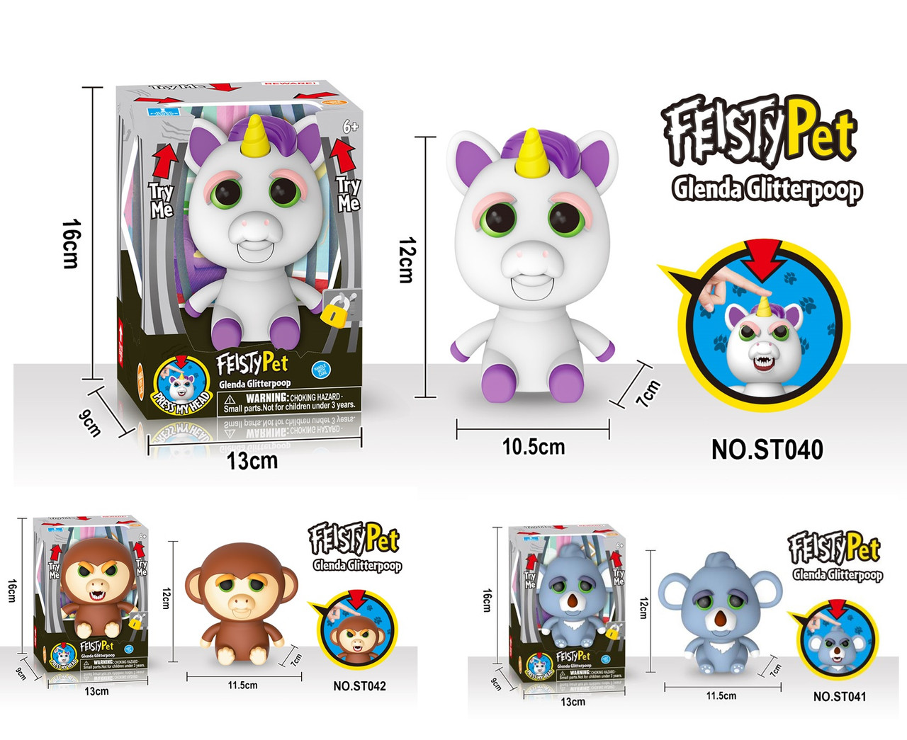 Интерактивное животное Feisty Pets ST040/41/42 (YY149189)(72шт/2) добрый-злой, 3 вида, в коробке 16*9*13 см - фото 1 - id-p1906505827