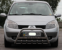 Защита переднего бампера - Кенгурятник Renault Scenic 2 (03-09) с логотипом и грилем