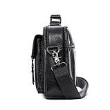 Чоловіча сумка через плече Сумка портфель Барсетка Чоловіча шкіряна сумка для документів планшет Чорна, фото 7