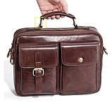 Чоловіча сумка через плече Сумка портфель Барсетка Чоловіча шкіряна сумка для документів планшет Чорна, фото 10