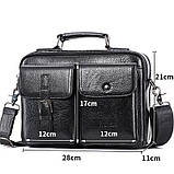 Чоловіча сумка через плече Сумка портфель Барсетка Чоловіча шкіряна сумка для документів планшет Чорна, фото 3