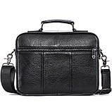 Чоловіча сумка через плече Сумка портфель Барсетка Чоловіча шкіряна сумка для документів планшет Чорна, фото 6