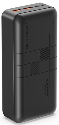 Зовнішній акумулятор (Power Bank) XO PR189 (PR189) 30000 mAh Black 4.5-12 В (Li-Pol, Input: microUSB/USB Type-C, Output: 2xUSB, 1x
