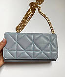 Бежева жіноча сумка-клатч на ланцюжку з екошкіри, фото 5