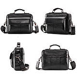 Чоловіча сумка через плече Сумка портфель Барсетка Чоловіча шкіряна сумка для документів планшет Коричневий, фото 5