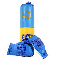 Боксерская груша с перчатками Украина, высота 45см, диаметр 15см, средняя жесткость