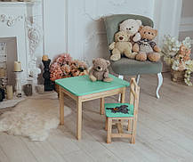 Дитячий стіл і стілець зелений. Для навчання, малювання, ігри. Стіл із шухлядою та стільчик., фото 2