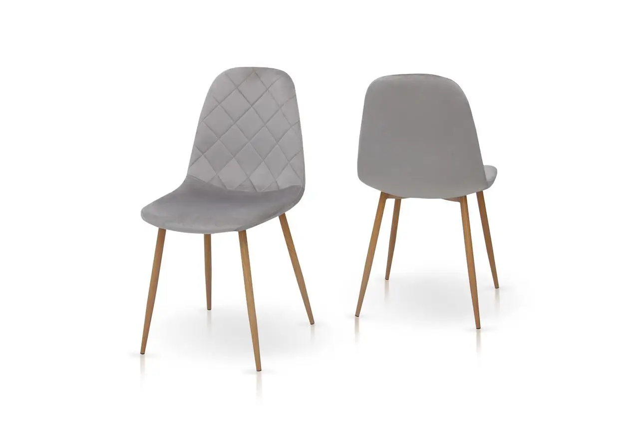 Стілець обідній Ембер-L велюр ніжки метал термодрук (світло-сірий) — комплект 4 шт., фото 1