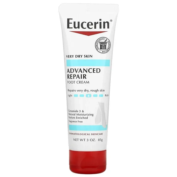 Eucerin, вдосконалений відновлювальний крем для ніг, без запаху, 85 г (3 унції)