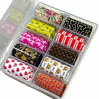 Фольга в контейнері для лиття та дизайну нігтів, набір 10шт