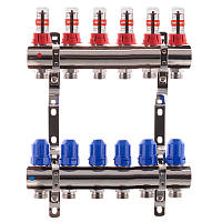 Коллектор для теплого пола на 6 контуров с расходомерами KOER (Чехия)
