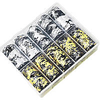 Фольга-сітка золото/срібло для нігтів декоративна у контейнері 10шт