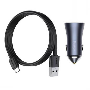 АЗП Baseus 40W 2хUSB QC + кабель USB-Type-C Golden Contactor Pro