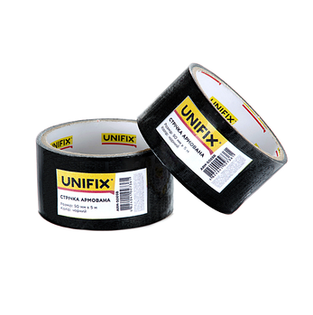 Стрічка клейка армована UNIFIX ARM-5005B 50 мм*5м 1 шт Армований скотч Чорний (KG-10196)