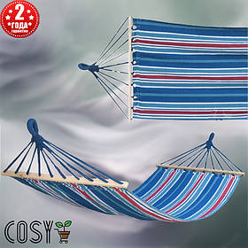 Гамак гавайський Jumi Garden тканинний із планкою синій з червоним