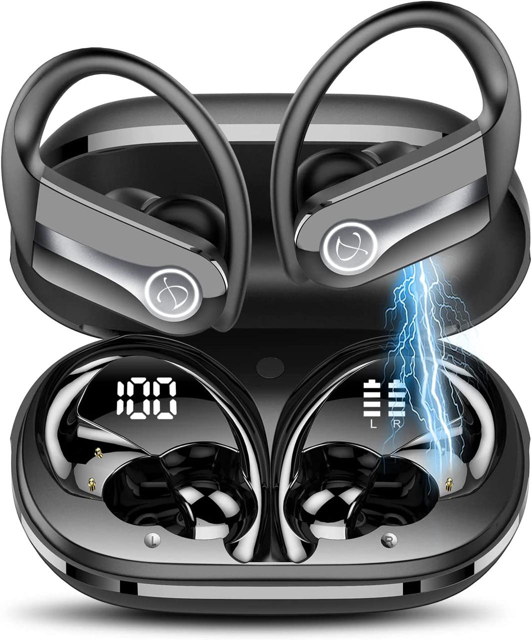 DOBOPO Wireless Earbuds Bluetooth 5.3 Headphones 50Hrs Playtime Sports Earphones Over-AarHooks Headset with LED Display
