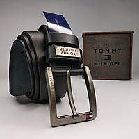 Мужской черный кожаный ремень Tommy Hilfiger / Томми Хилфигер