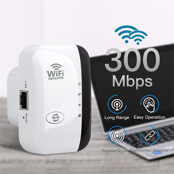 Репітер EU, ретранслятор, підсилювач сигналу WiFi 300 Мбіт/с в розетку 110V/220V