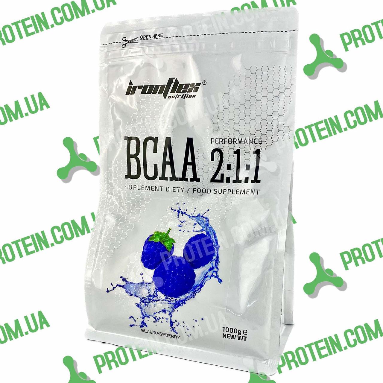 Амінокислоти IronFlex BCAA Performance 2-1-1 1000 г Blue Raspberry Ожина