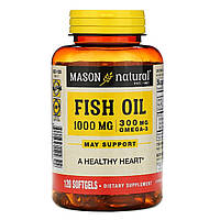 Рыбий жир с Омега-3 Omega-3 Fish Oil Mason Natural 120 гелевых капсул MY, код: 7345098