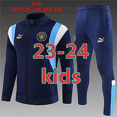 Дитячий спортивний футбольний костюм Манчестер Сіті Puma Manchester City kids 23-24 long sleeve tracksuit Темно-синій